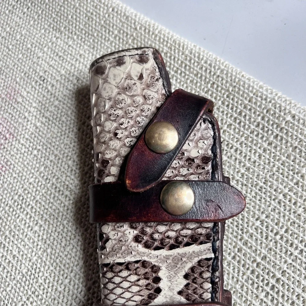 Custom Snake Leather Knife Sheath Fixed Blade Holster Brown Exotic Snakeskin 7in